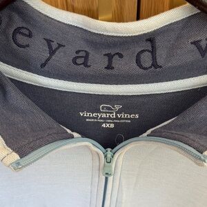 Vineyard Vines Light Blue & Navy Zip Polo